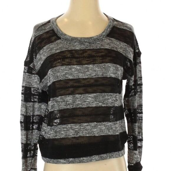 Splendid Striped Emo Goth Sweater Gray and Black Long Sleeve - Picture 1 of 6